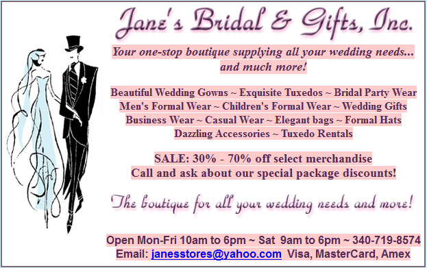 Jane's Bridal and Gifts- St. Croix Weddings