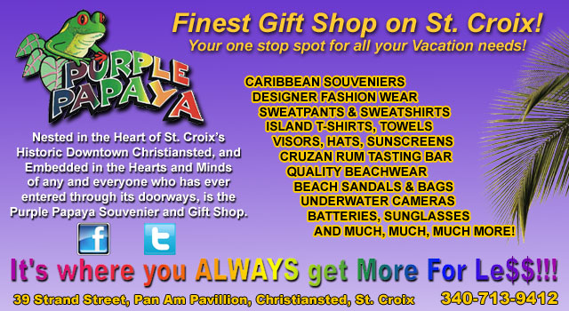 Purple Papaya Souvenir and Gift Shop located in Christiansted, St Croix
