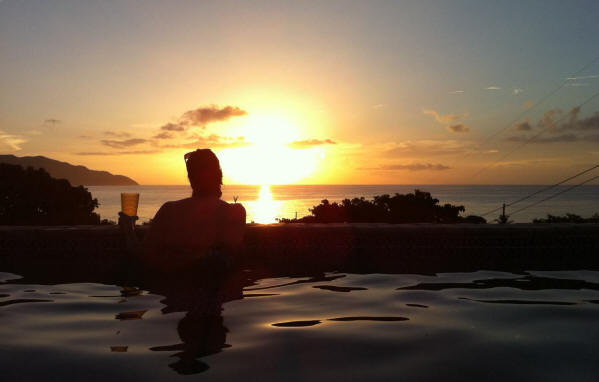 Sunset from the pool at Villa Dawn on St. Croix